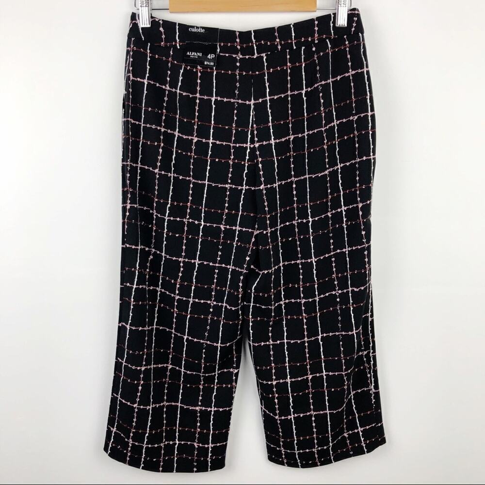 Alfani Art Blossom Checkered Culotte Pants Size 4P - Picture 8 of 15